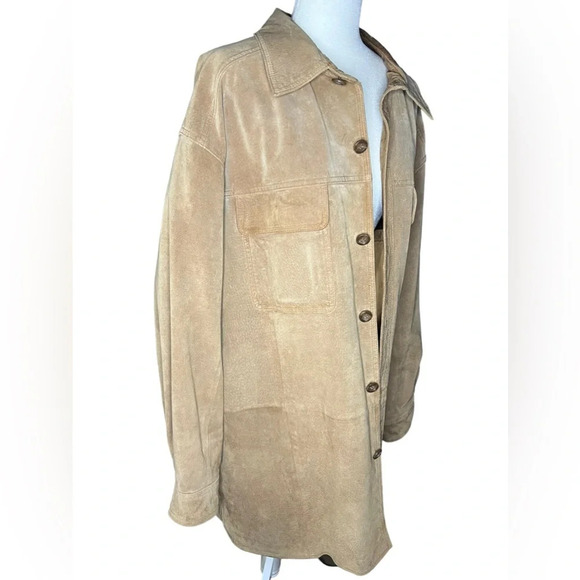 Vintage Genuine Suede Long Jacket/Coat XL Tall - Picture 2 of 8